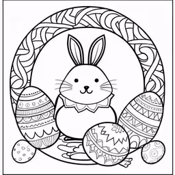 an easter bunny with eggs inside of a decorative frame