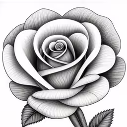 black and white drawing of a rose,a drawing of a rose in pencil