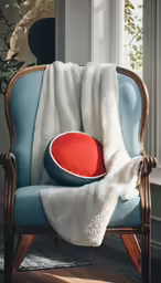 there is a couch with a blanket on it