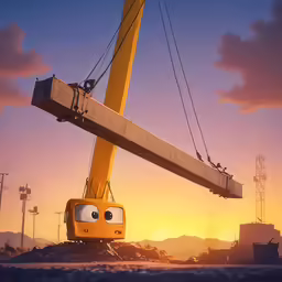 crane with eye staring at setting sun on horizon