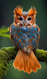 an orange and blue bird is perched on a branch