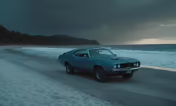 a car parked on the side of the road next to the ocean
