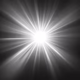 sunlight beaming brightly out over a black and white background