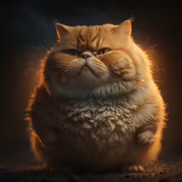 an orange and white cat with eyes closed and glowing on its chest