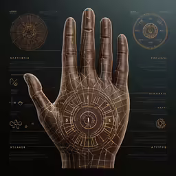the image shows an open hand, which has a clock on it