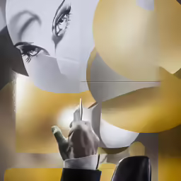 a poster is being cut into by a scissors