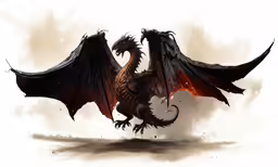 a dragon flying through the air near clouds