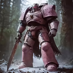 a war - related robot walks through the woods