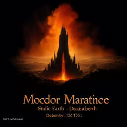 a dark picture with a large tower behind it