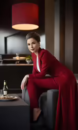 woman posing for a photograph while holding a champagne bottle