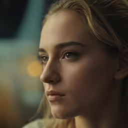 a close up of a person with a blurry background
