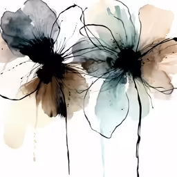 two flowers painted with black and beige colors