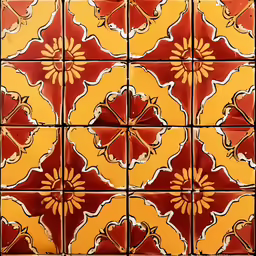 an ornate design on a tile wall in a room