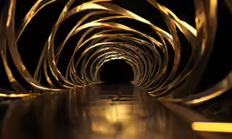 the tunnel with glowing gold strips in it