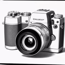 a silver camera is next to another silver camera