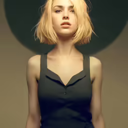 a woman with blond hair is posing for the camera