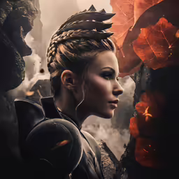 a beautiful young woman with her braided hair up in a ponytail