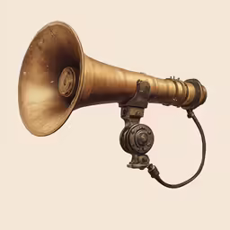 an antique louder is attached to a cord