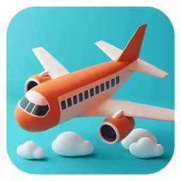an orange model airplane flying in the sky