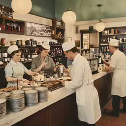a group of women in chefs uniforms cooking food