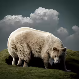 a large, white bear with his eyes closed