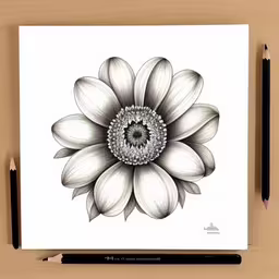 drawing a flower in pencil with some marker markers