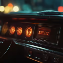 an old black car dash light, with buttons on it