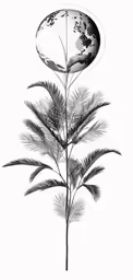 an ink drawing shows the view of earth from inside of a plant