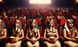 three egyptian women seated in front of a screen,some women sitting in the middle of a auditorium