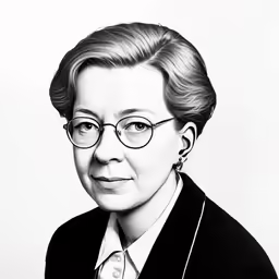 a drawing of a woman with glasses and a tie