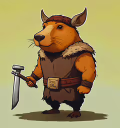 an animal wearing an armor with a sword,the picture has been altered with the words, i did have to say and there is an image in the bottom