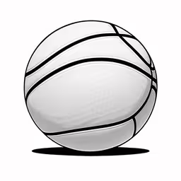 a black and white basketball on the ground,black and white image of basketball ball on a plain background,a black and white basketball sits on its side,a ball on white background in line art design,the drawing shows a ball that is on the floor