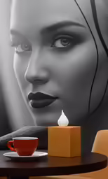 a black and white image of a woman with lipstick