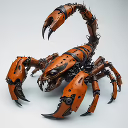 the crab is made from steel and orange color