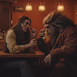 a man sitting next to a woman at a table