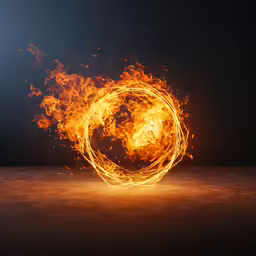 a bright circular is on fire that looks like a ball