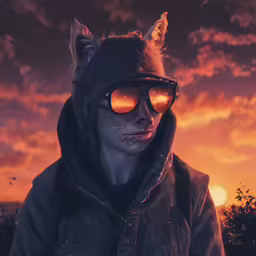 a man wearing sunglasses and a furry hat
