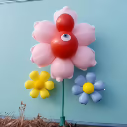 a decorative flower balloon is hung on the wall
