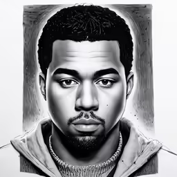 a drawing of a man with the hood up