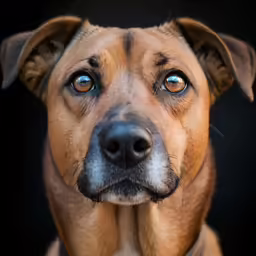 a very big cute dog looking at the camera