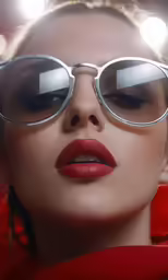 a woman wearing sunglasses with her face slightly hidden
