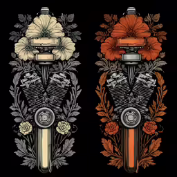 three different styles of motorcycles with flowers