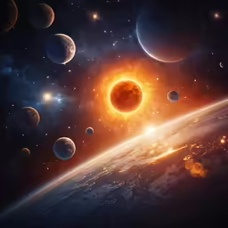 planets and starfield in the space wallpaper mural