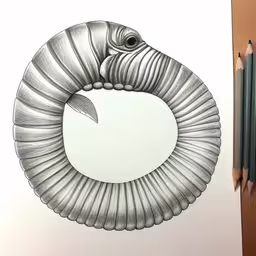 the drawing shows an animal shaped like a letter g
