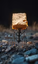 an insect on a rock in the dark