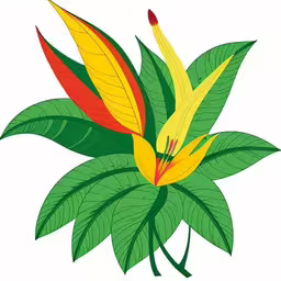 a large flower is surrounded by small leaves