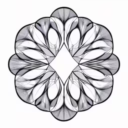 an abstract art work made using circles,a drawing of an abstract floral pattern with many petals