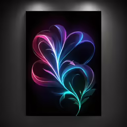 a painting with a dark background and light on