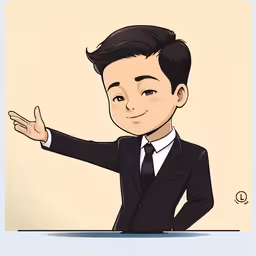 a male in a suit with a hand extended out
