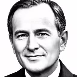 a man wearing a suit and tie with a white background